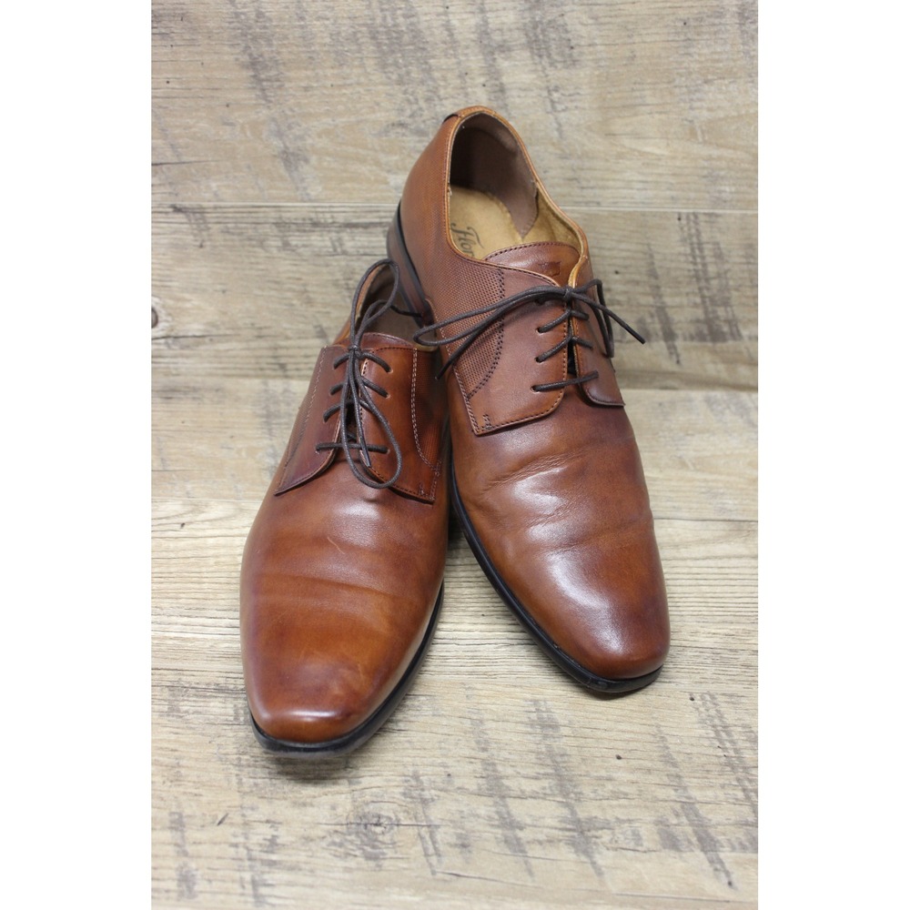 Florsheim Postino Oxford Shoes Men's 12D Cognac Leather Plain Toe Lace Up‎
